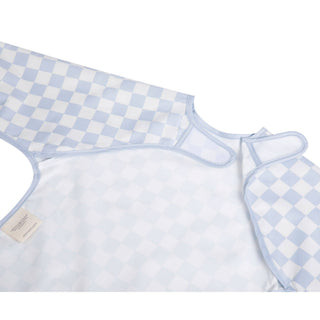 Long Sleeve Smock Bib — Blue Checkers