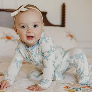 Copper Pearl Zip-Up Footie Pajama in Daphne