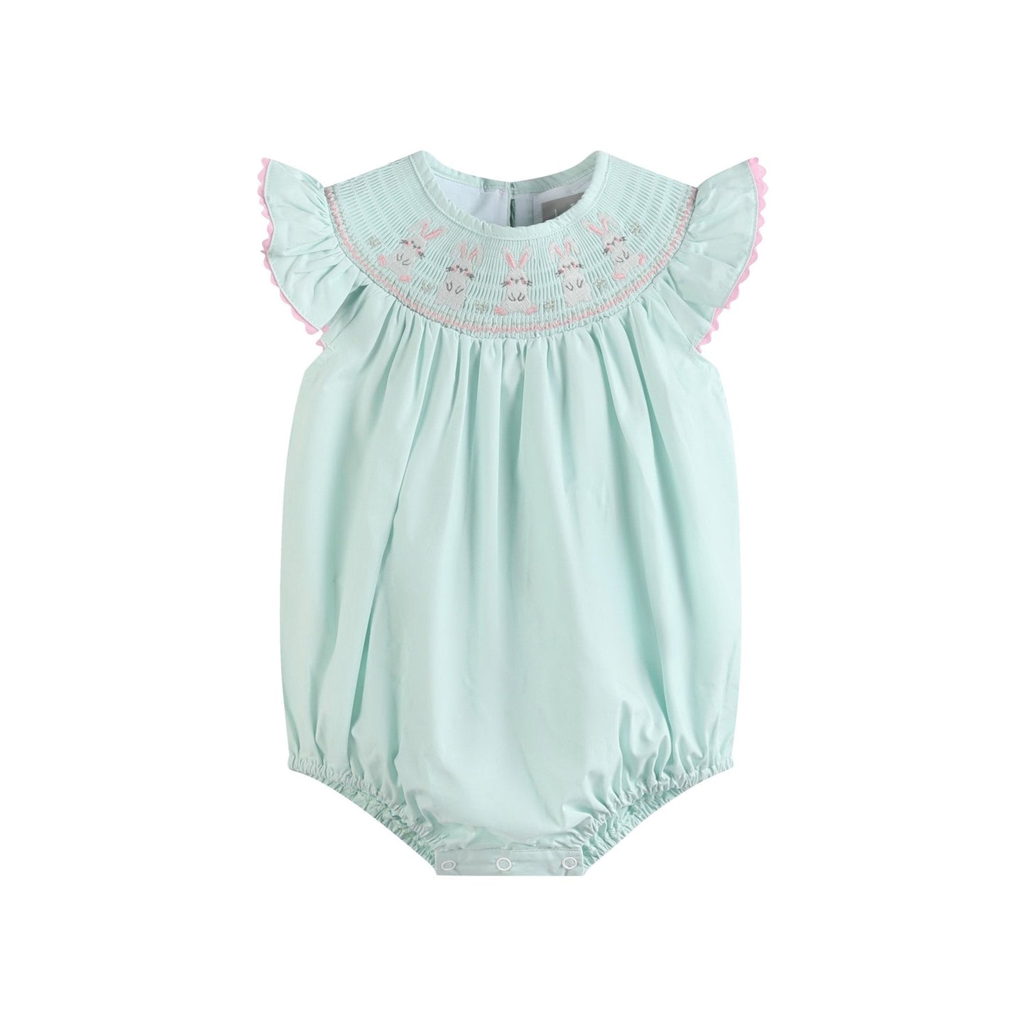 Lil Cactus Blue Bunny Smocked Bubble Romper