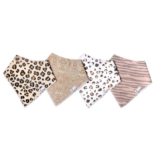 Baby Bandana Drool Bibs for Drooling and Teething 4 Pack Gift Set"Zara"by Copper Pearl, Soft Set of Cloth Bandana Bibs for Any Baby Girl or Boy