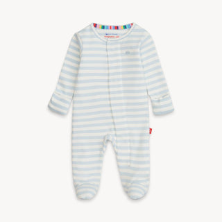 Magnetic Me Blue Stripe Organic Cotton Footie