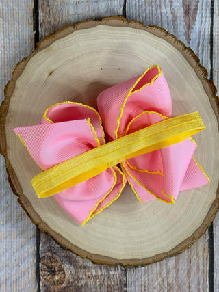 School Bus Embroidered Moonstitch Hair Bow