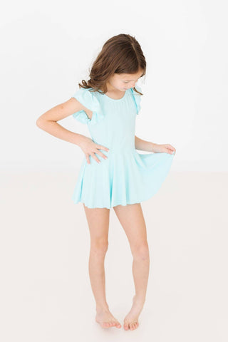 Mila & Rose - Aqua S/S Twirl Leotard