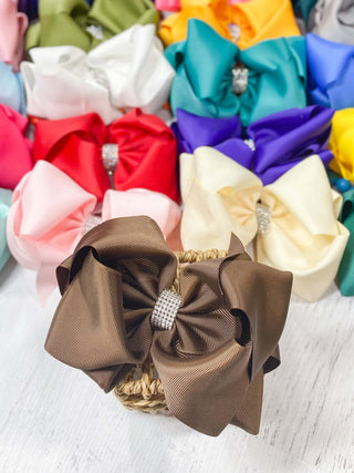 5.5" Oversize Rhinestone Center Knot Hair Bow | Alligator or French Clip