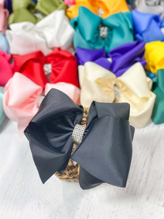 5.5" Oversize Rhinestone Center Knot Hair Bow | Alligator or French Clip