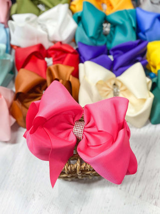 5.5" Oversize Rhinestone Center Knot Hair Bow | Alligator or French Clip