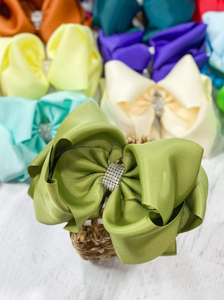 5.5" Oversize Rhinestone Center Knot Hair Bow | Alligator or French Clip