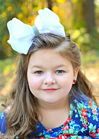 5.5" Oversize Rhinestone Center Knot Hair Bow | Alligator or French Clip