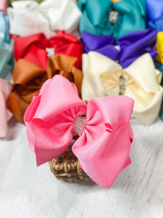 5.5" Oversize Rhinestone Center Knot Hair Bow | Alligator or French Clip