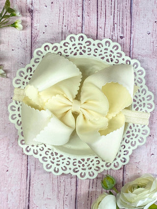 5.5" Oversize Scalloped Hair Bow | Clip or Headband