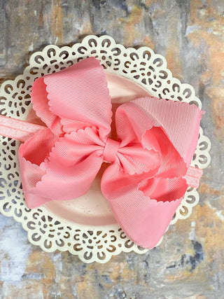 5.5" Oversize Scalloped Hair Bow | Clip or Headband