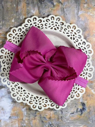 5.5" Oversize Scalloped Hair Bow | Clip or Headband