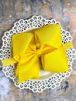 5.5" Oversize Scalloped Hair Bow | Clip or Headband