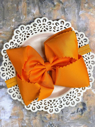 5.5" Oversize Scalloped Hair Bow | Clip or Headband