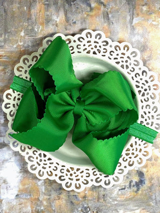 5.5" Oversize Scalloped Hair Bow | Clip or Headband