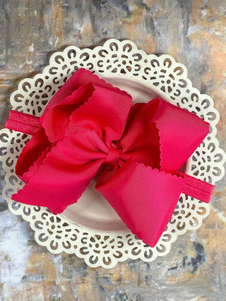 5.5" Oversize Scalloped Hair Bow | Clip or Headband