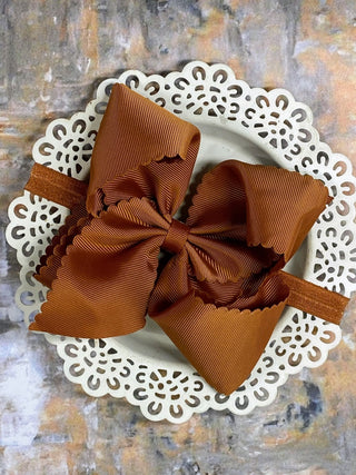 5.5" Oversize Scalloped Hair Bow | Clip or Headband
