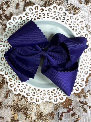 5.5" Oversize Scalloped Hair Bow | Clip or Headband