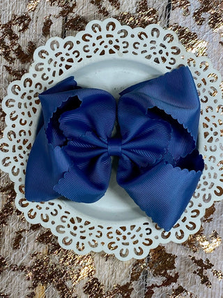 5.5" Oversize Scalloped Hair Bow | Clip or Headband