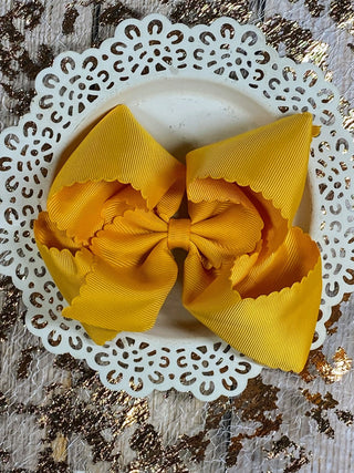 5.5" Oversize Scalloped Hair Bow | Clip or Headband