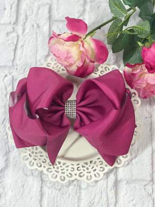 5.5" Oversize Rhinestone Center Knot Hair Bow | Alligator or French Clip
