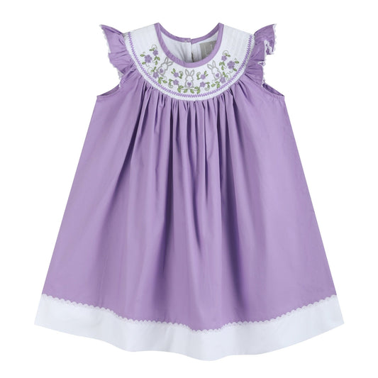 Lil Cactus Purple Bunny Smocked Bishop Dress