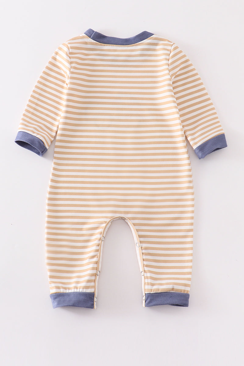 LL Stripe Pumpkin Truck Applique Romper