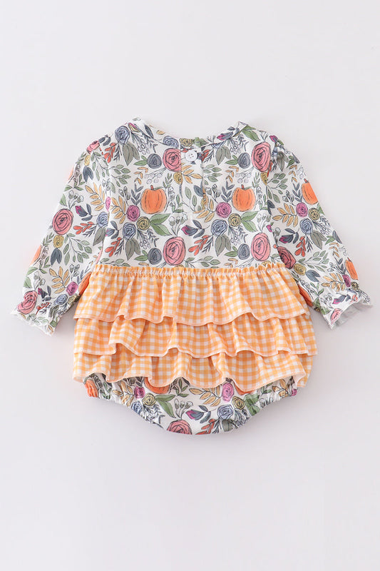 Pumpkin Floral Bubble Romper