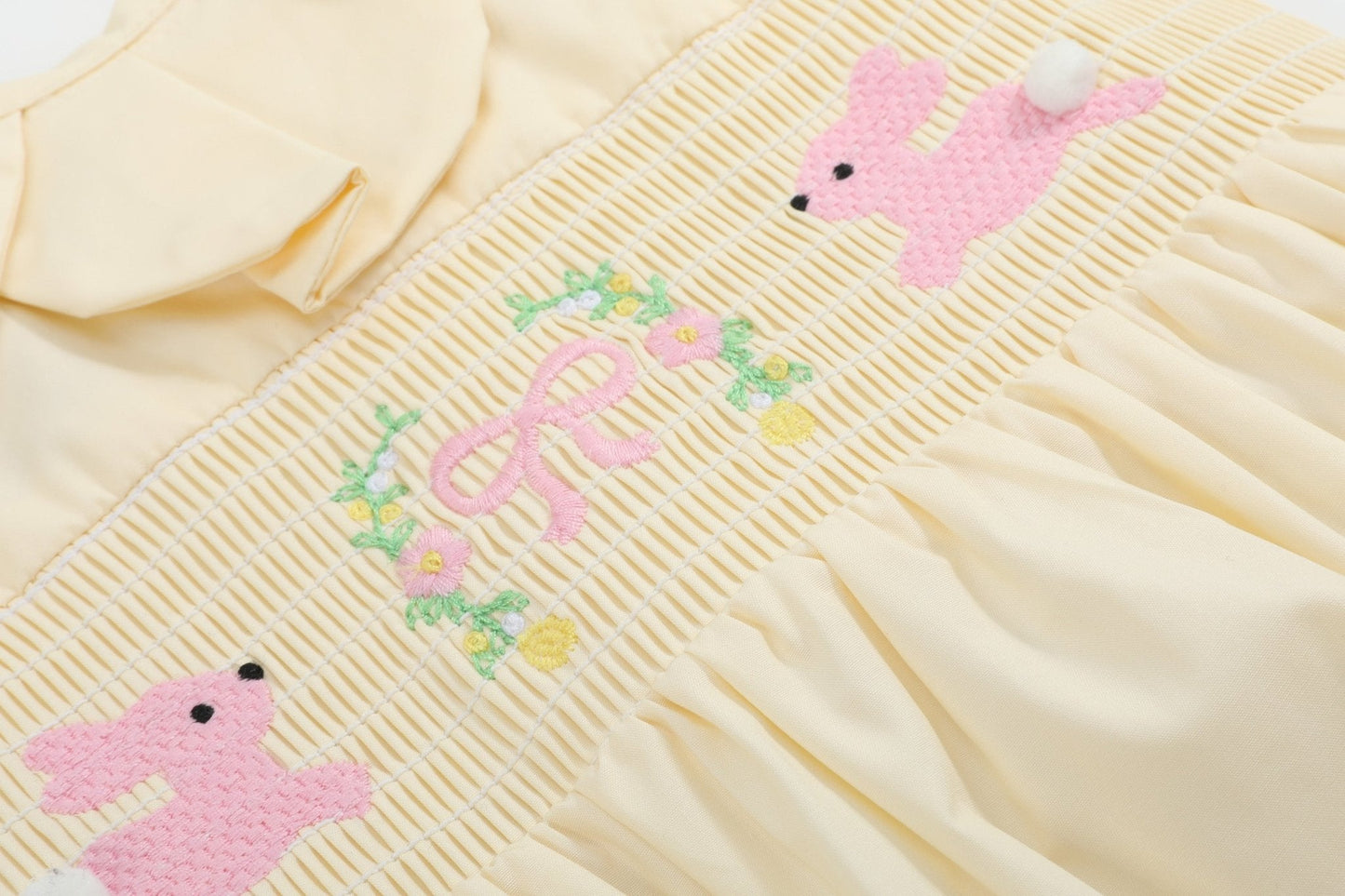 Lil Cactus Yellow Petal Collar Smocked Bubble Romper