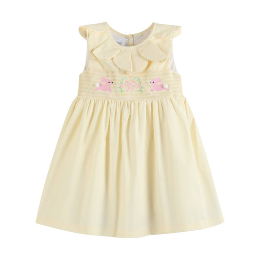 Yellow Petal Collared Smocked Dress